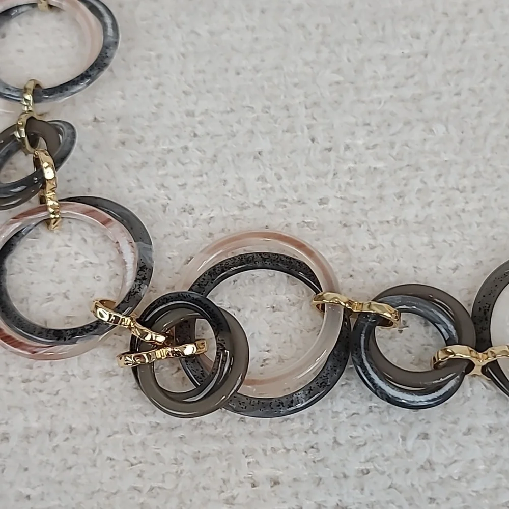 Rush by Denis & Charles Boho Chunky Circle Marbled Link Statement Necklace - NWT